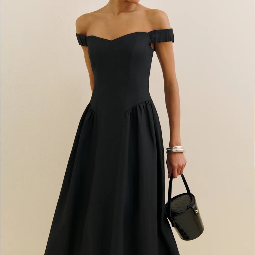 Reformation Monet Linen Dress Black